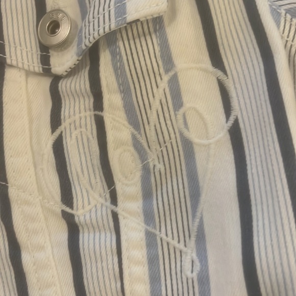 EV1 From Ellen Degneres White With Blue Stripes Women’s Denim Jacket Size XS - Picture 6 of 9